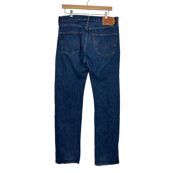 Levi's 501 Jeans Mens 34x34 Blue Dark Wash Button Fly Straight Leg Cotton - Picture 5 of 12